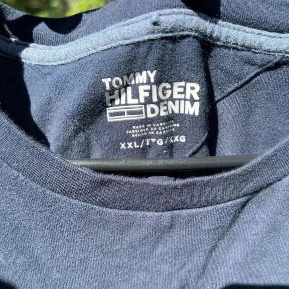Tommy Hilfiger Shirt Mens Blue Casual Fleece Logo Short Sleeve Classic - Picture 4 of 4